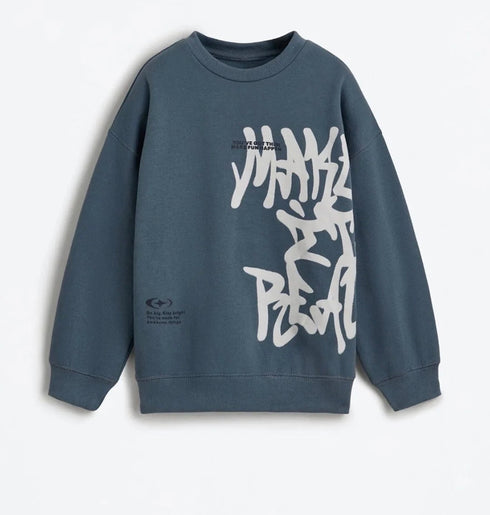 LEFTIES BLUE GRAFFITI PRINT SWEATSHIRT