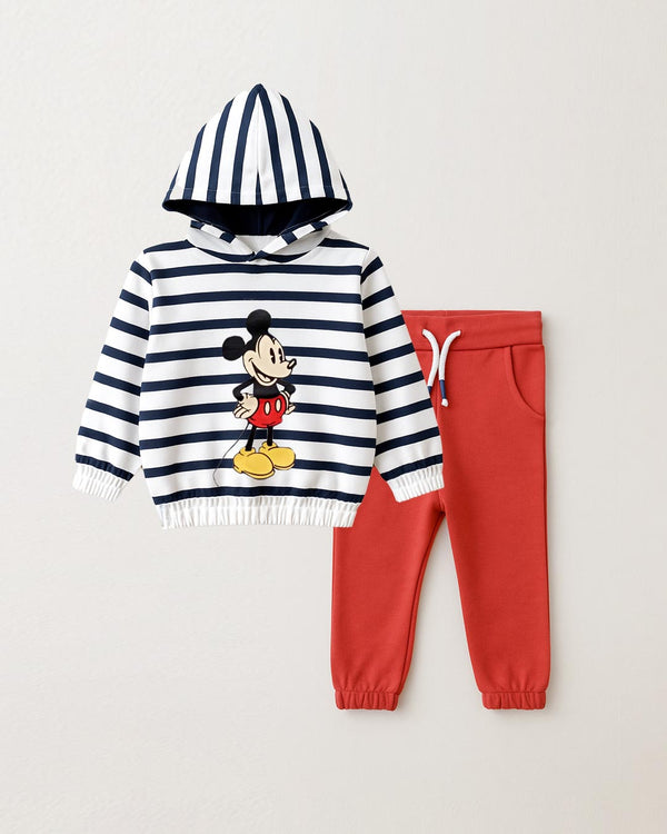 BRANDED STRIPED MICKEY HOODIE WITH TROUSER SET