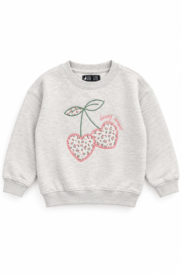 CCC Kids Girls Grey Cherry Heart Sweatshirt | Berry Sweet Collection
