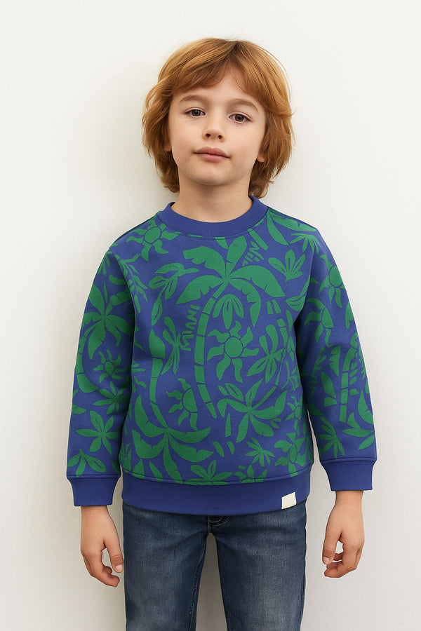 Sargent major sweat shirt (Indigo floral print)