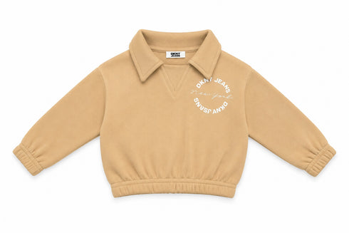 DKNY Jeans Girls Sand Beige Sweatshirt & Trouser Set – 2 Piece Kids Outfit