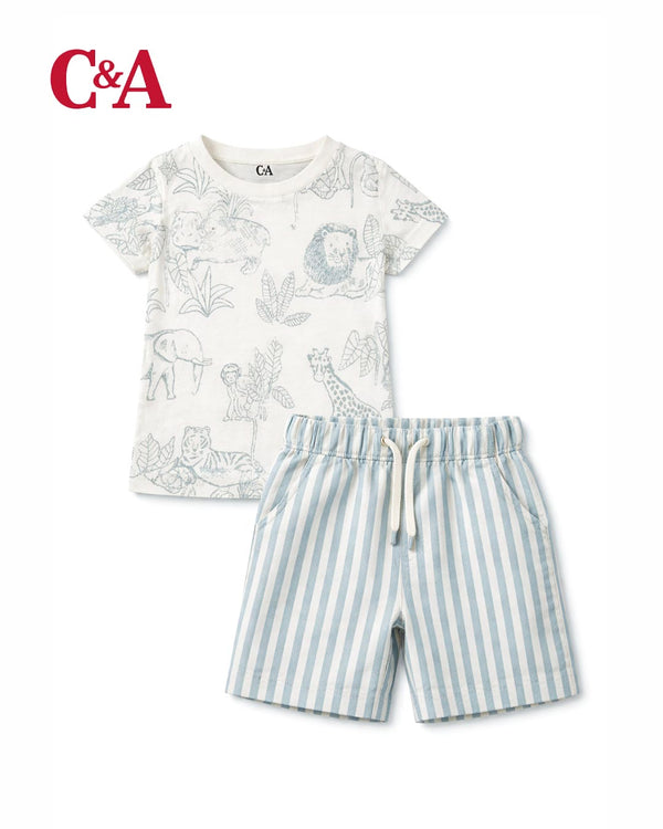 C&A JUNGLE SAFARI COTTON T-SHIRT WITH SHORT SET