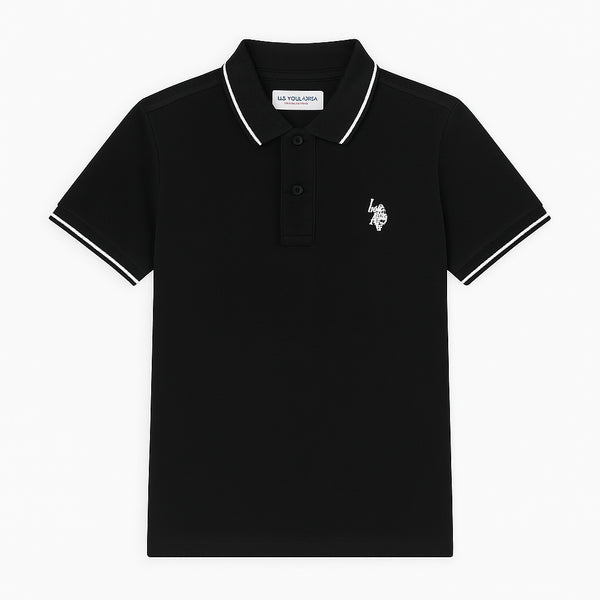 U.S. Polo Assn. Boys Black Cotton Polo Shirt