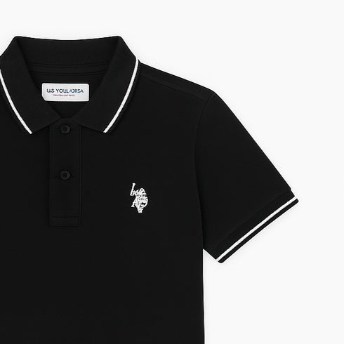 U.S. Polo Assn. Boys Black Cotton Polo Shirt