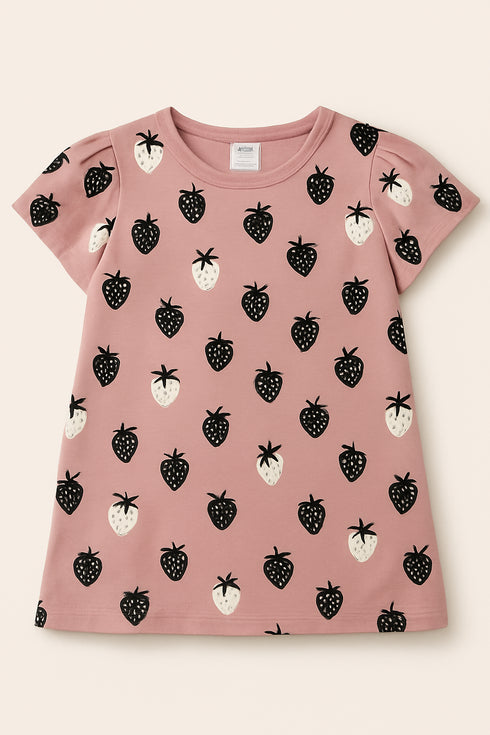 Baby Pink Strawberry Girls Dress