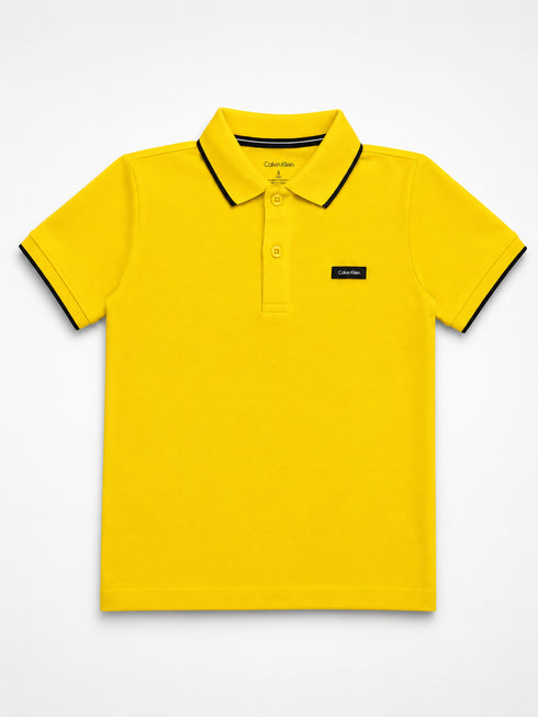 Calvin Klein Kids Yellow Polo Shirt | Boys Short Sleeve Designer Polo Top | Branded Children’s Casual Summer Shirt
