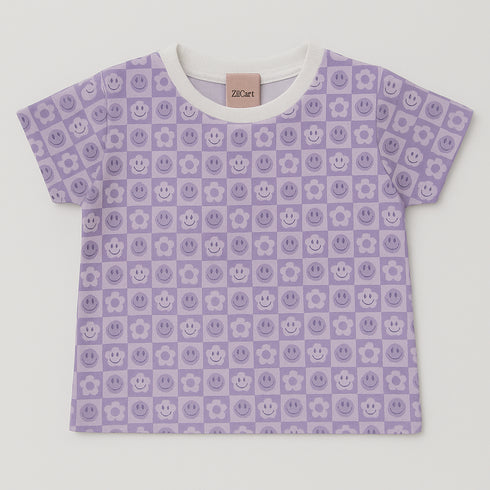 Casual Round Smily Print