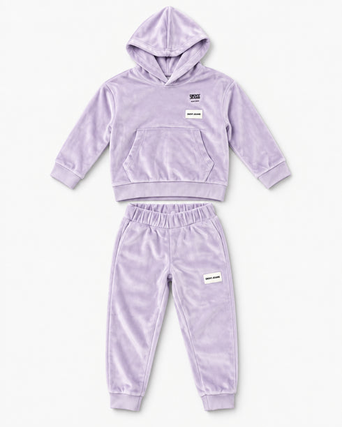 DKNY Girls Lilac Velour Hoodie & Jogger Tracksuit Set