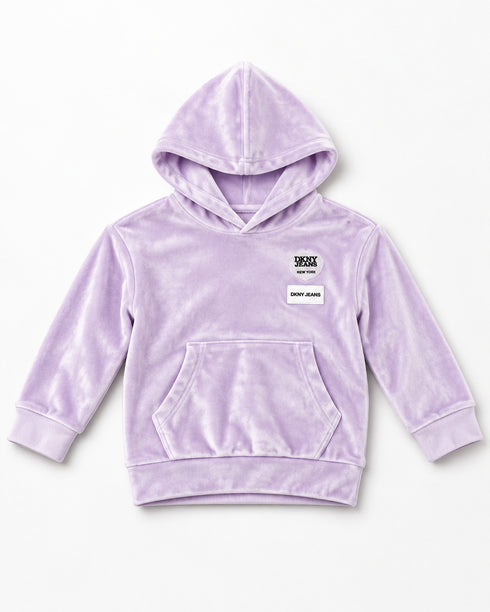 DKNY Girls Lilac Velour Hoodie & Jogger Tracksuit Set