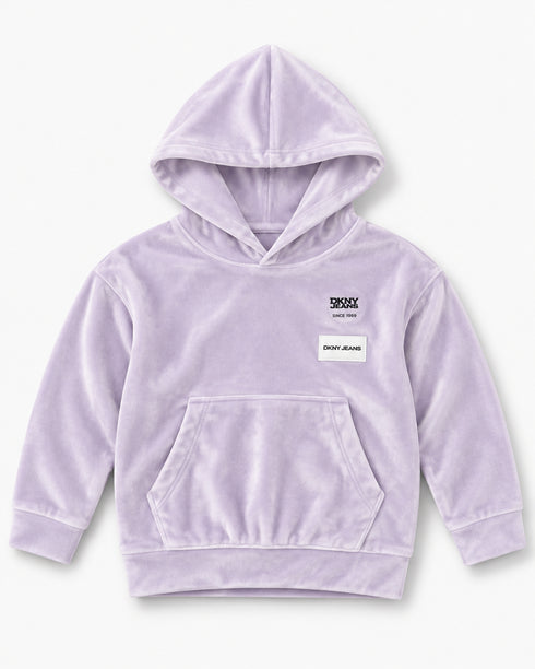 DKNY Girls Lilac Velour Hoodie & Jogger Tracksuit Set