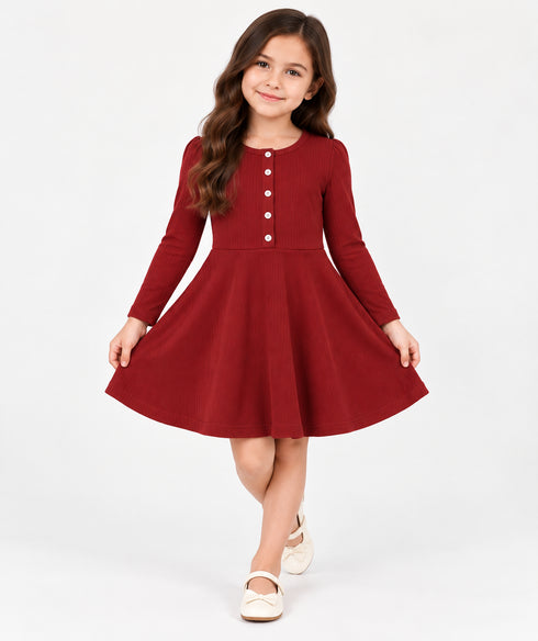 Tommy Hilfiger Girls Red Long Sleeve Skater Dress