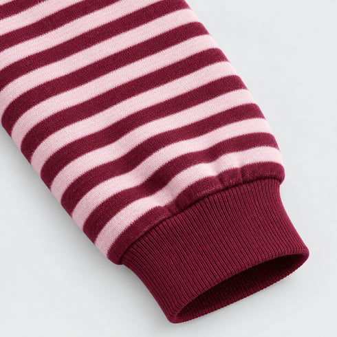 Kids Burgundy & Pink Striped Crewneck Sweatshirt
