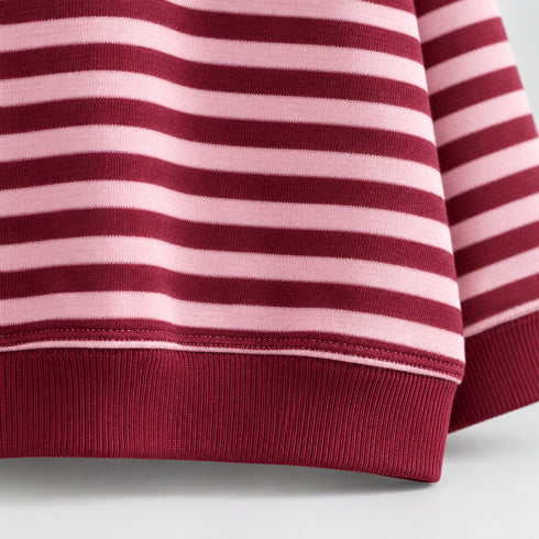 Kids Burgundy & Pink Striped Crewneck Sweatshirt