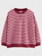 Kids Burgundy & Pink Striped Crewneck Sweatshirt