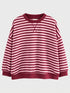 Kids Burgundy & Pink Striped Crewneck Sweatshirt