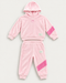 Reebok Girls Pink Velour Hoodie & Jogger Tracksuit Set