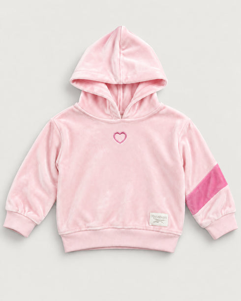 Reebok Girls Pink Velour Hoodie & Jogger Tracksuit Set