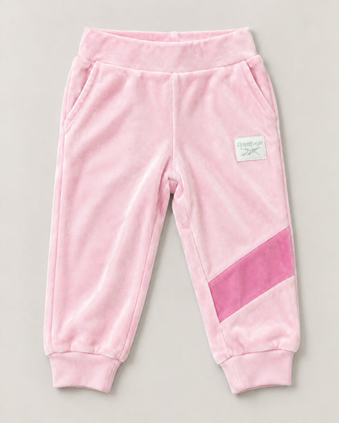 Reebok Girls Pink Velour Hoodie & Jogger Tracksuit Set