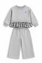 Lefties Girls Grey Checkered Ruffle Co-ord Set
