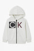 Calvin Klein Boys' Fleece Hoodie White GREY