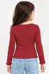 Tommy Hilfiger Girls Red Ribbed Button Front Top