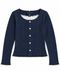 Tommy Hilfiger Girls Navy Blue Ribbed Button Front Top