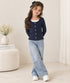 Tommy Hilfiger Girls Navy Blue Ribbed Button Front Top