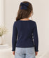 Tommy Hilfiger Girls Navy Blue Ribbed Button Front Top