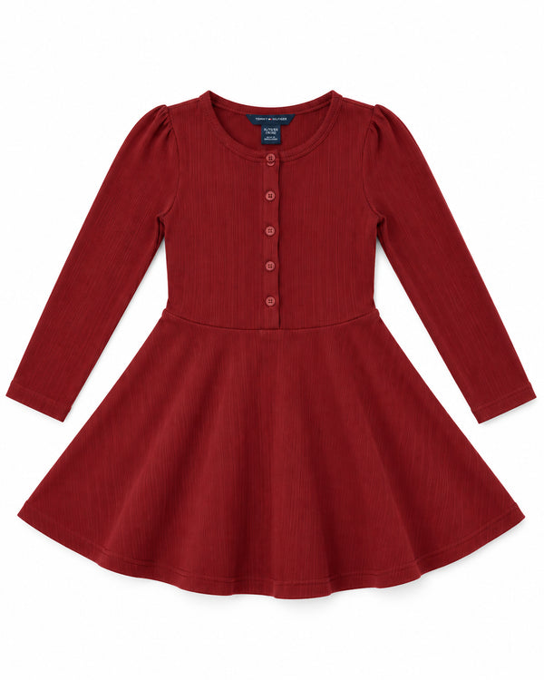 Tommy Hilfiger Girls Red Long Sleeve Skater Dress