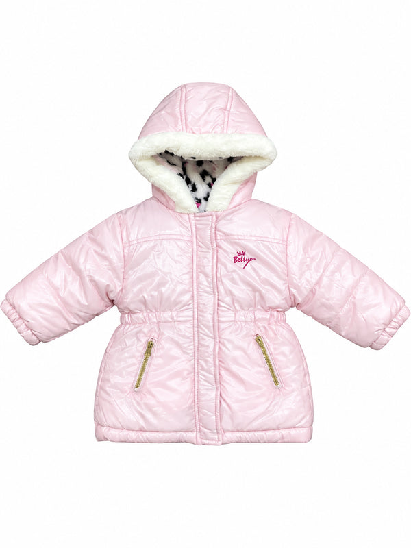 Betsey Johnson Girls Puffer Jacket Kids With hood. Pink