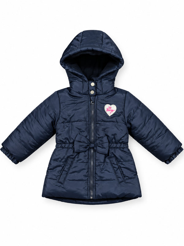 Girls Puffer Jacket Kids With hood. Navy Blue
