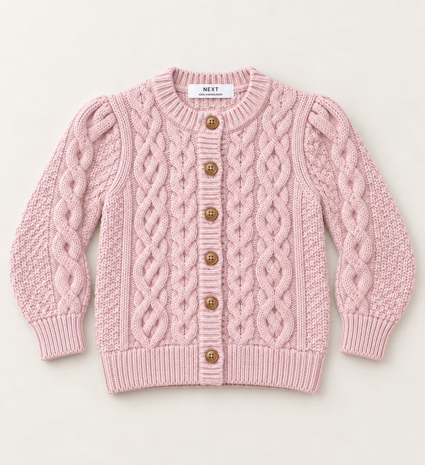 Ecru Chunky Knit Bobble Cardigan