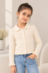 Calvin Klein Girls Cream Ribbed Collared Cardigan Top