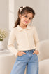 Calvin Klein Girls Cream Ribbed Collared Cardigan Top