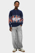 Boys Blue Printed Polo Collar Jumper