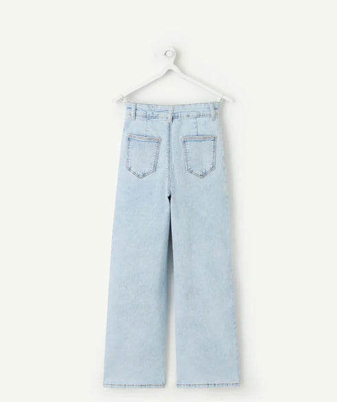 Girl's denim wide leg jeans blue low impact