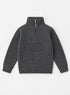 Boys Charcoal Grey Ribbed Knit Sweater – Half Zip Winter Jumper for Kids