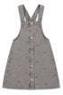 Zeemam Girls Floral Embroidered Denim Pinafore Dress – Washed Grey