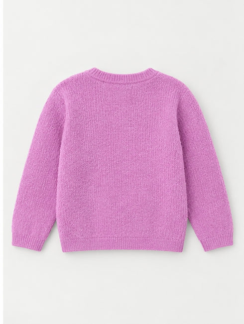 Girls Purple Daisy Knitted Sweater – Soft Winter Sweater for Kids