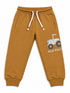 Mustard Yellow Kids Jogger Pants with Tractor Print | Soft Cotton Sweatpants for Boys