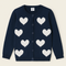 Navy Blue Heart Pattern Knit Cardigan