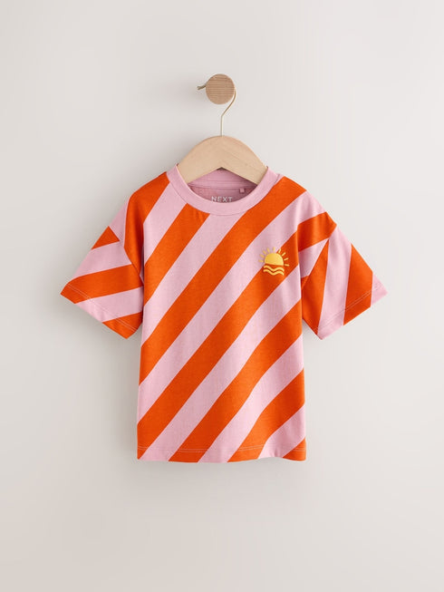Next Red/Pink Short Sleeve Stripe T-Shirt