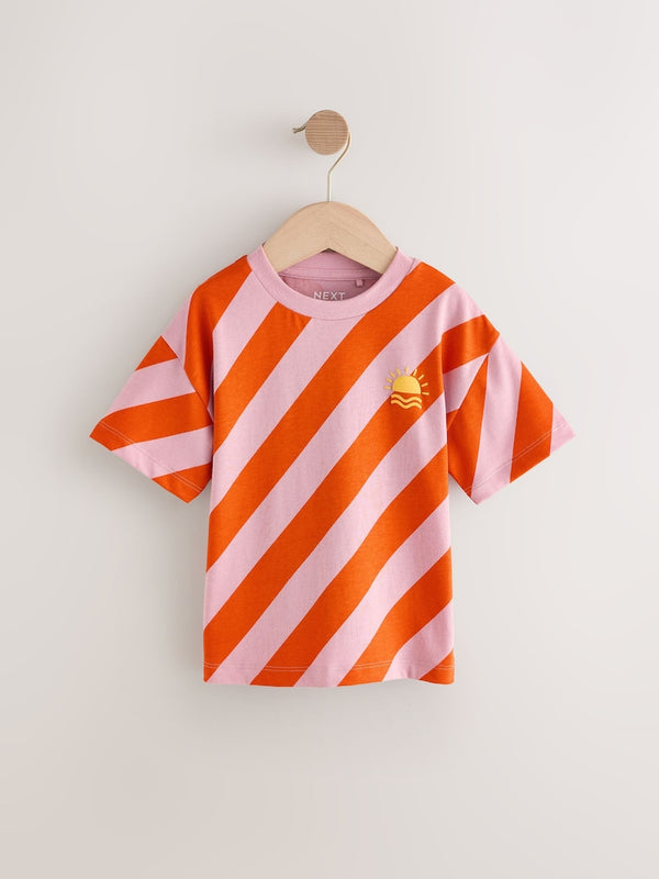 Next Red/Pink Short Sleeve Stripe T-Shirt