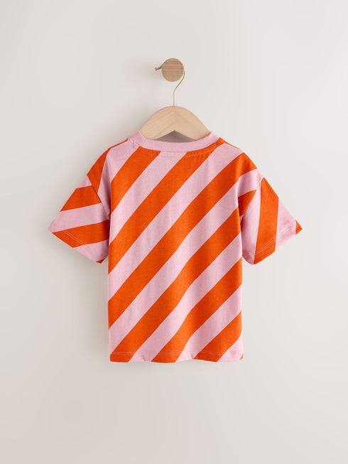 Next Red/Pink Short Sleeve Stripe T-Shirt