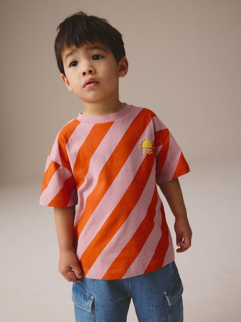 Next Red/Pink Short Sleeve Stripe T-Shirt