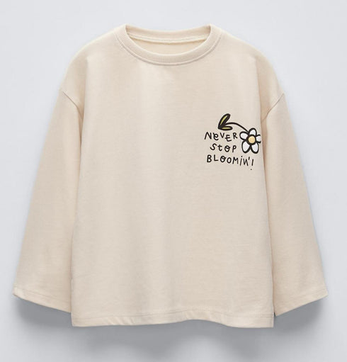Zara Kids Cream Printed T-Shirt