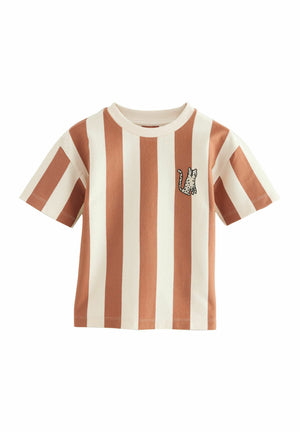 Next REGULAR FIT - SHORT SLEEVE STRIPE - Print T-shirt - brown neutral