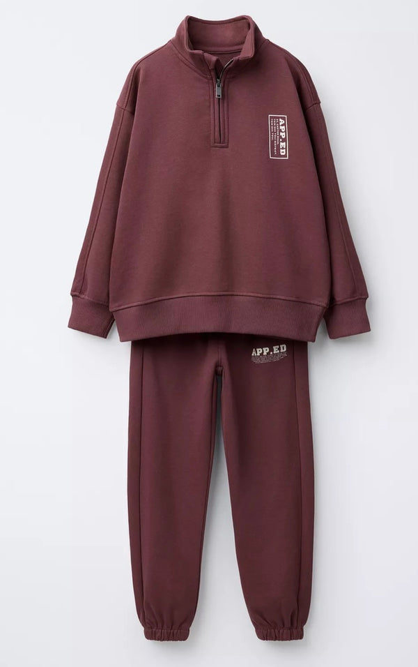 Zara winter set: long sleeve turtleneck and joggers made of 72% cotton with a text print