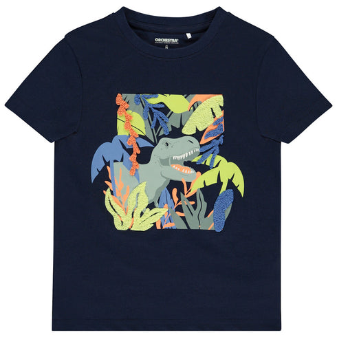 Short-sleeved plain fantasy dinosaur T-shirt for boys