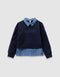 Girls’ navy trompe-l’oeil shirt sweatshirt